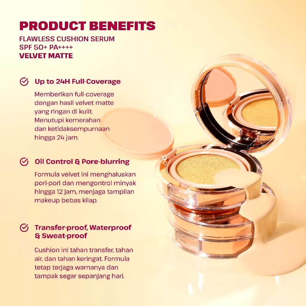 Keva Cosmetics International ESQA Flawless Cushion Serum SPF 50+ PA+++ Satin Custard