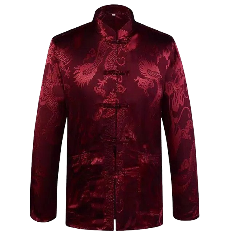 Cheongsam Pria Lengan Panjang Motif Naga 1