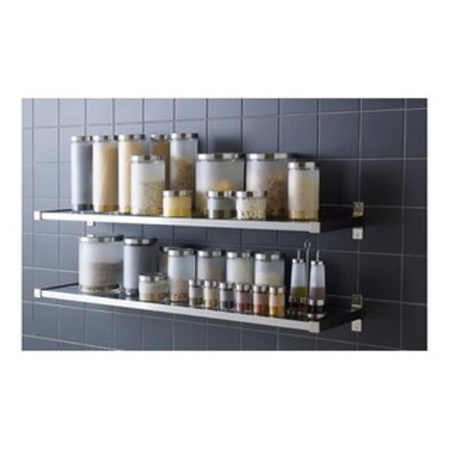 IKEA DROPPAR - Stoples dengan Penutup Kaca Frosted/Baja Tahan Karat