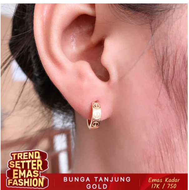 Sentosa Indika Bunga Tanjung Bunga Tanjung Gold Anting Klip Fashion Love Charlotte