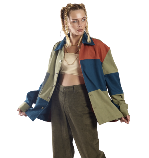 Oversized Calton Multi Patches Denim Jacket Beige Army