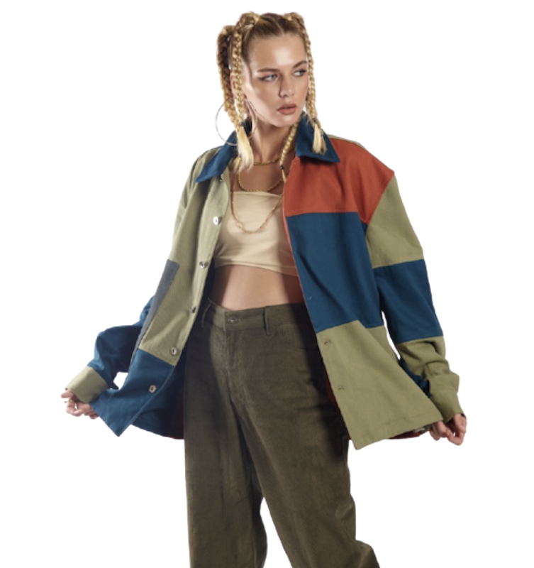 Oversized Calton Multi Patches Denim Jacket Beige Army 1