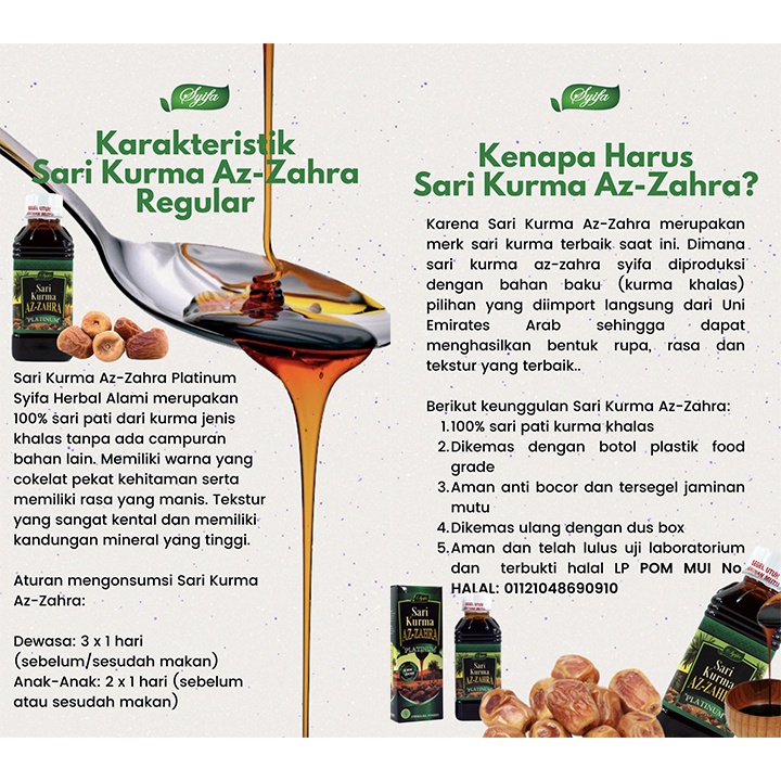 Syifa Herbal Alami Az-Zahra Sari Kurma Platinum