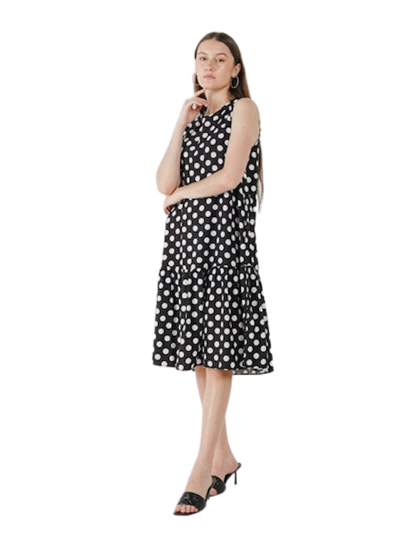 Pandora Polkadot Midi Black Dress 2