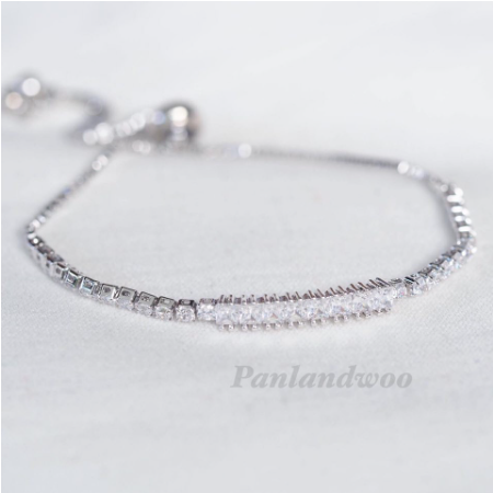Panlandwoo Gelang Serut Rhodium Wanita Gemma Adjustable