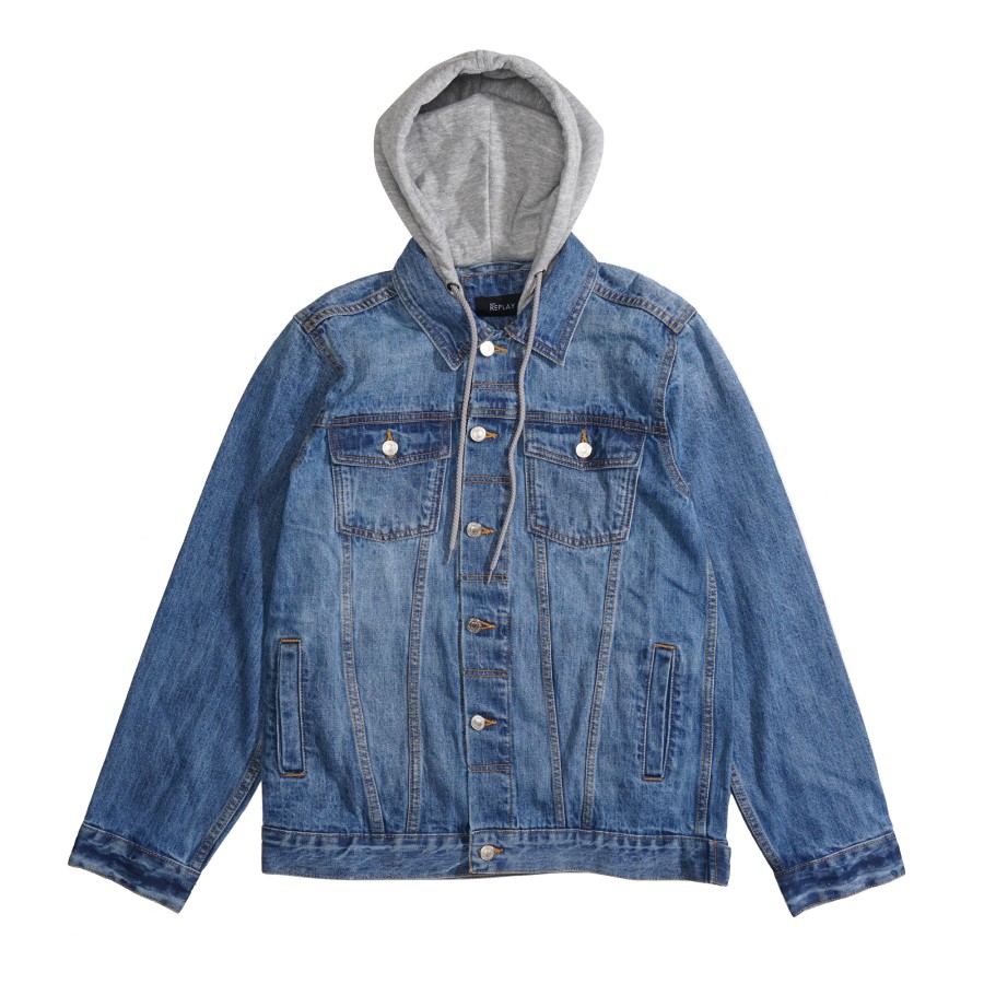 Port Replay Jaket Jeans Pria Denim Hoodie Type III