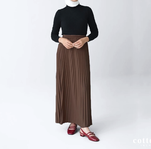 Cottonink Duo Kreasindo Cotton Inch Kalula Rok Plisket Panjang Wanita