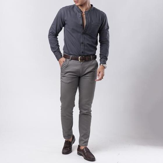  Vengoz Kemeja Denim Pria Grey LS KMLP2