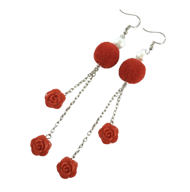 Anting Wanita Pom Pom - Motif Bunga 1