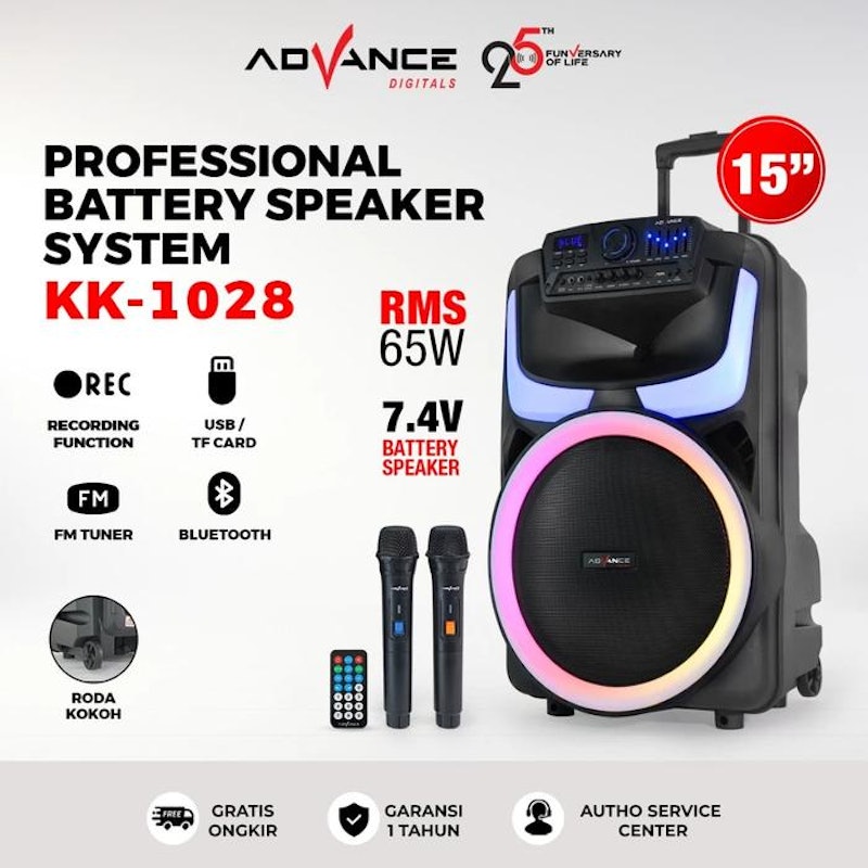 Advance Speaker Bluetooth 15 Inch + 2 Wireless Mic 3