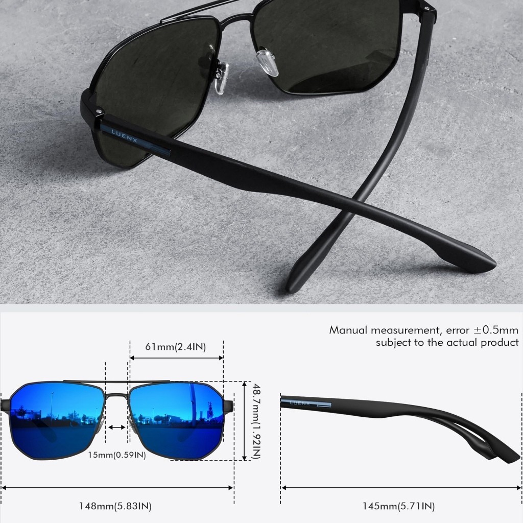  Luenx Kacamata Hitam Aviator 