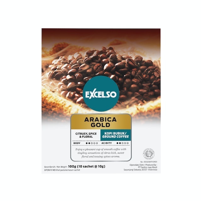 Santos Jaya Abadi Excelso Single Serving Arabica Gold Folding Box