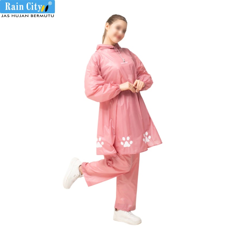 Rain City Jas Hujan 3 in 1 Setelan Poncho + Rok Kitty PInk 4