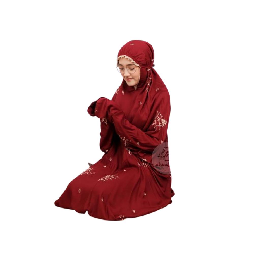 ALFATH714 Mukena Terusan Bordir Bunga Rose Love