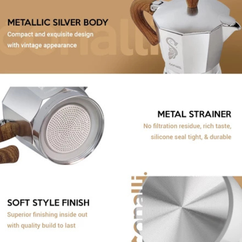 Conalli Conalli 3 Cup Mokapot Silver