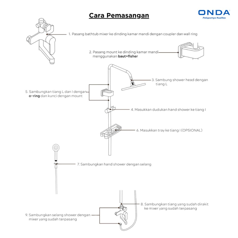 ONDA Rain Shower Set 3 in 1 4