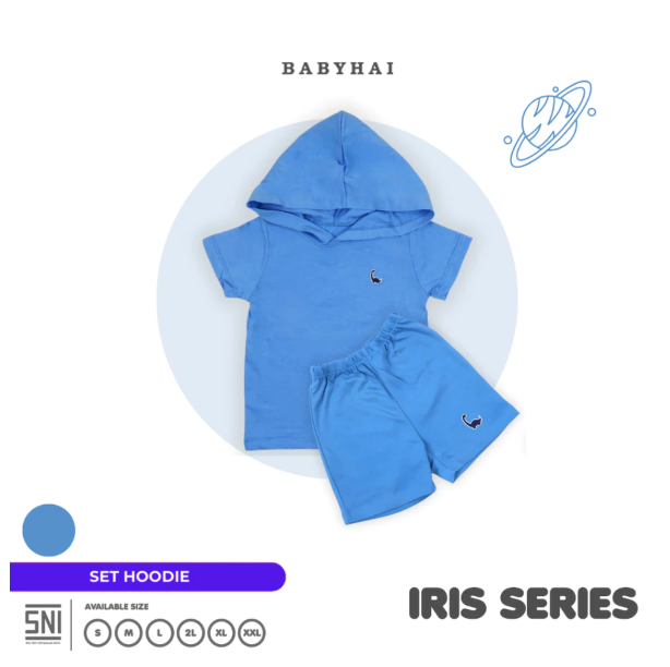 Babyhai Sahabat Anda BABY HAI Iris Set Set Hoodie Seri Biru
