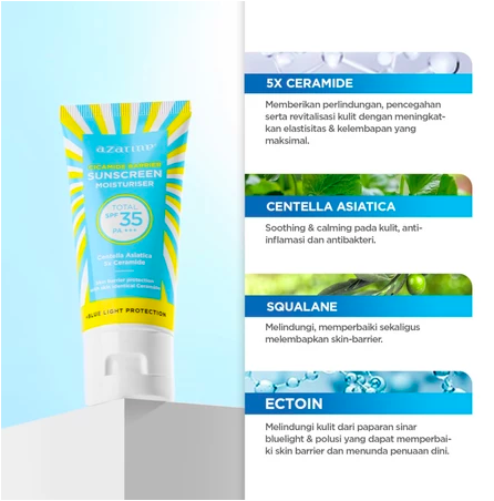 Wahana Kosmetika Indonesia Azarine® Cicamide Barrier Sunscreen Moisturiser SPF 35 PA+++
