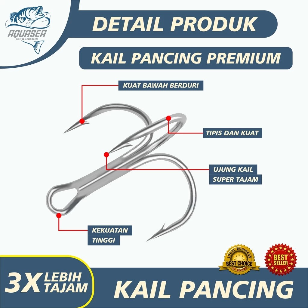 Aquasea Aquasea Hook Kail Pancing Treble Zeus GT