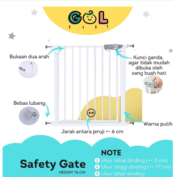  GOL Baby Safety Gate Tinggi 76 cm