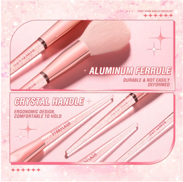FCL Internasional Indonesia PINKFLASH Fairy Wand Makeup Brush Set 5 pcs