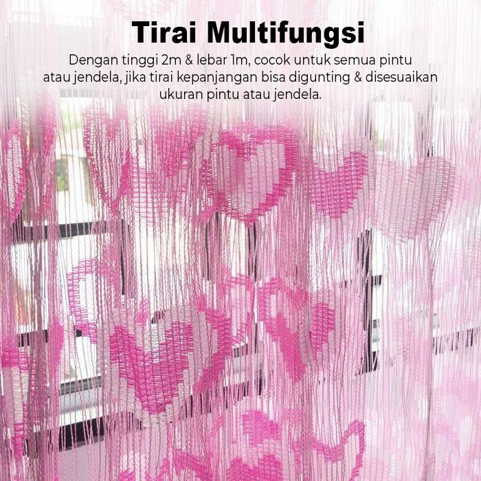  IDOHOUSE Tirai Gorden Pintu Motif Love Q1-1