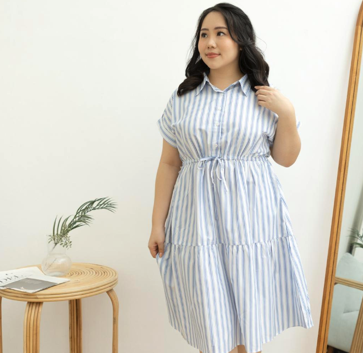 Levronka Stripe Dress Normal Grande Bigsize 