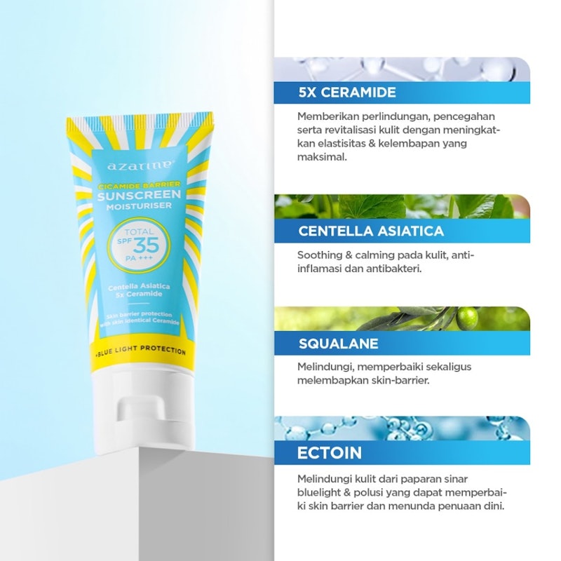 Azarine® Cicamide Barrier Sunscreen Moisturiser SPF35 PA +++