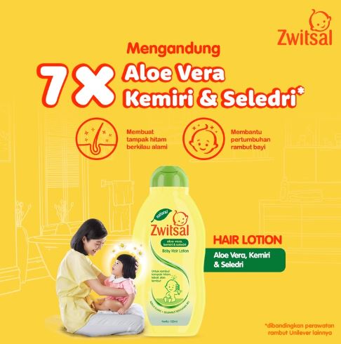 Unilever Zwitsal Baby Hair Lotion Natural with Aloe Vera Kemiri Seledri