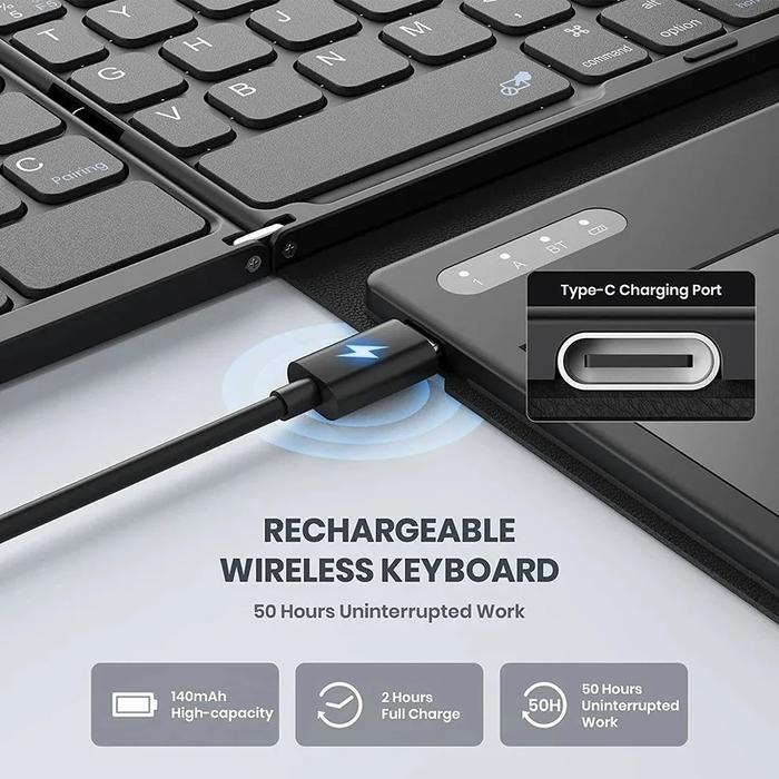 Three Folding Bluetooth Keyboard with Numeric 2