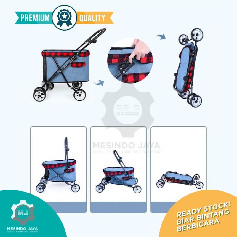 Pet Stroller 4 Wheels Folding 4