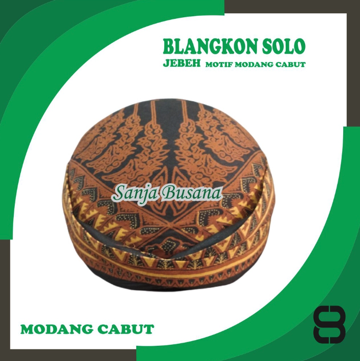 Sanja Busana Blangkon Solo Jebeh Batik Dewasa Motif Modang Cabut