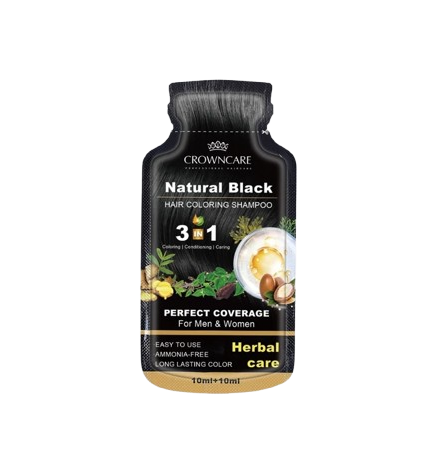 CrownCare Hair Coloring Shampoo Natural Black 1