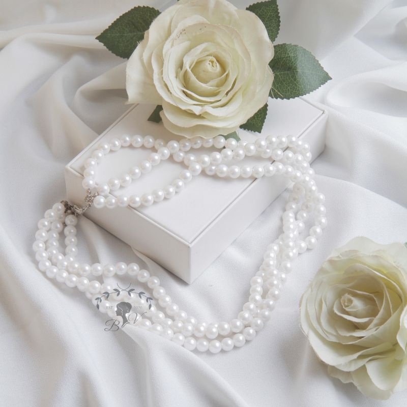 Belleva_id  Kalung Choker Mutiara Multilayer