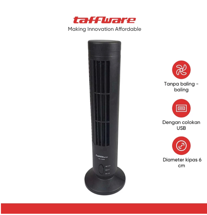 Jakarta Digital Nusantara TaffHOME Kipas Angin USB Tower Leafless Ultra Quite YK-1208