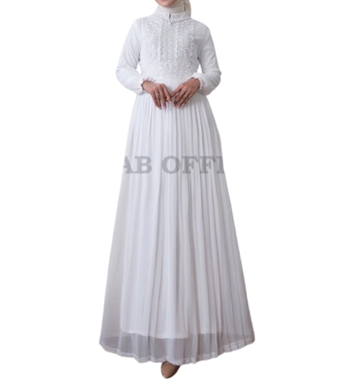 Agnes Hijab Agacia Dress Gamis Putih 1
