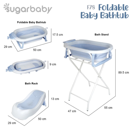 Kindalin Utama Internasional Sugar Baby Foldable & Standing Baby Bathtub with Digital Thermometer F78 (4IN1)