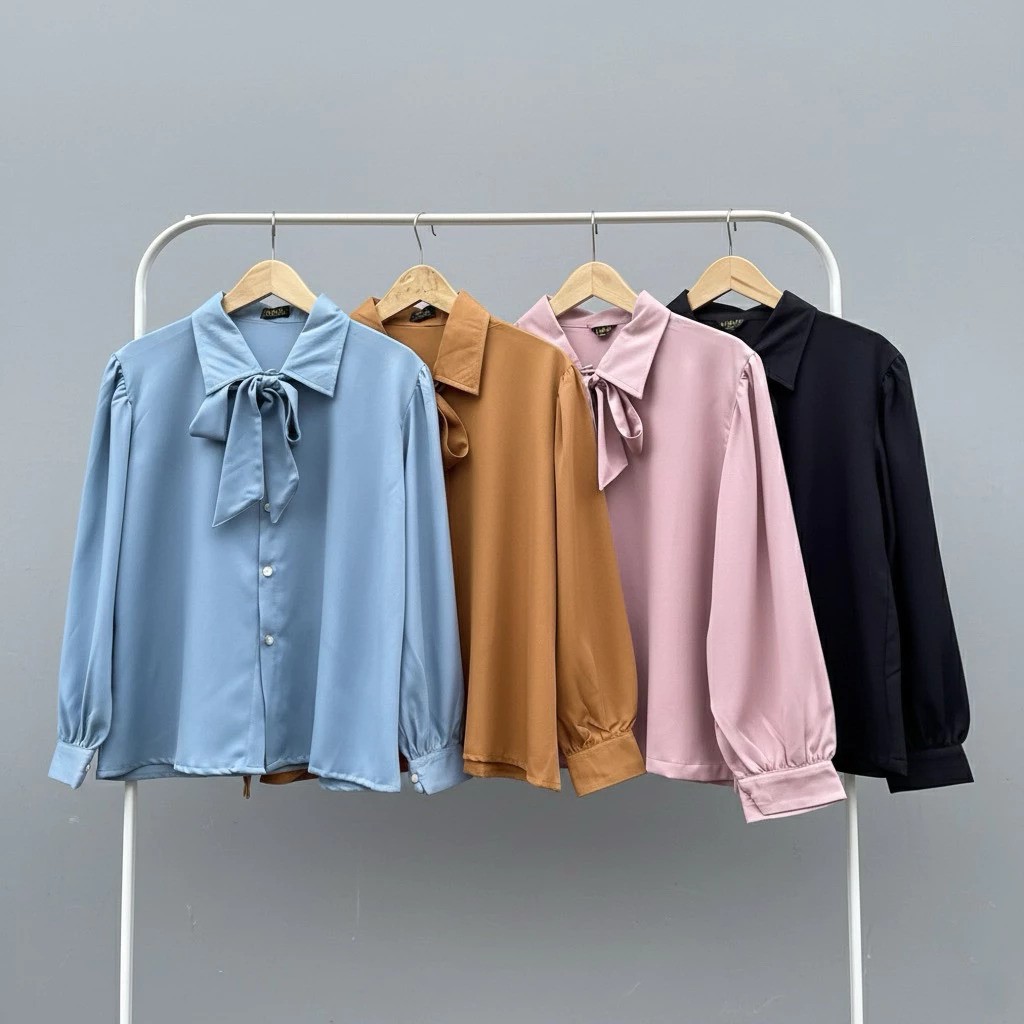  NORO Atasan Wanita Formal Kerah Pita