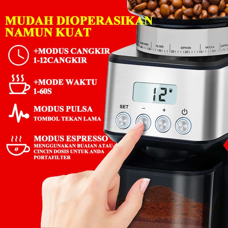 Lahome Electric Conical Burr Coffee Grinder 2