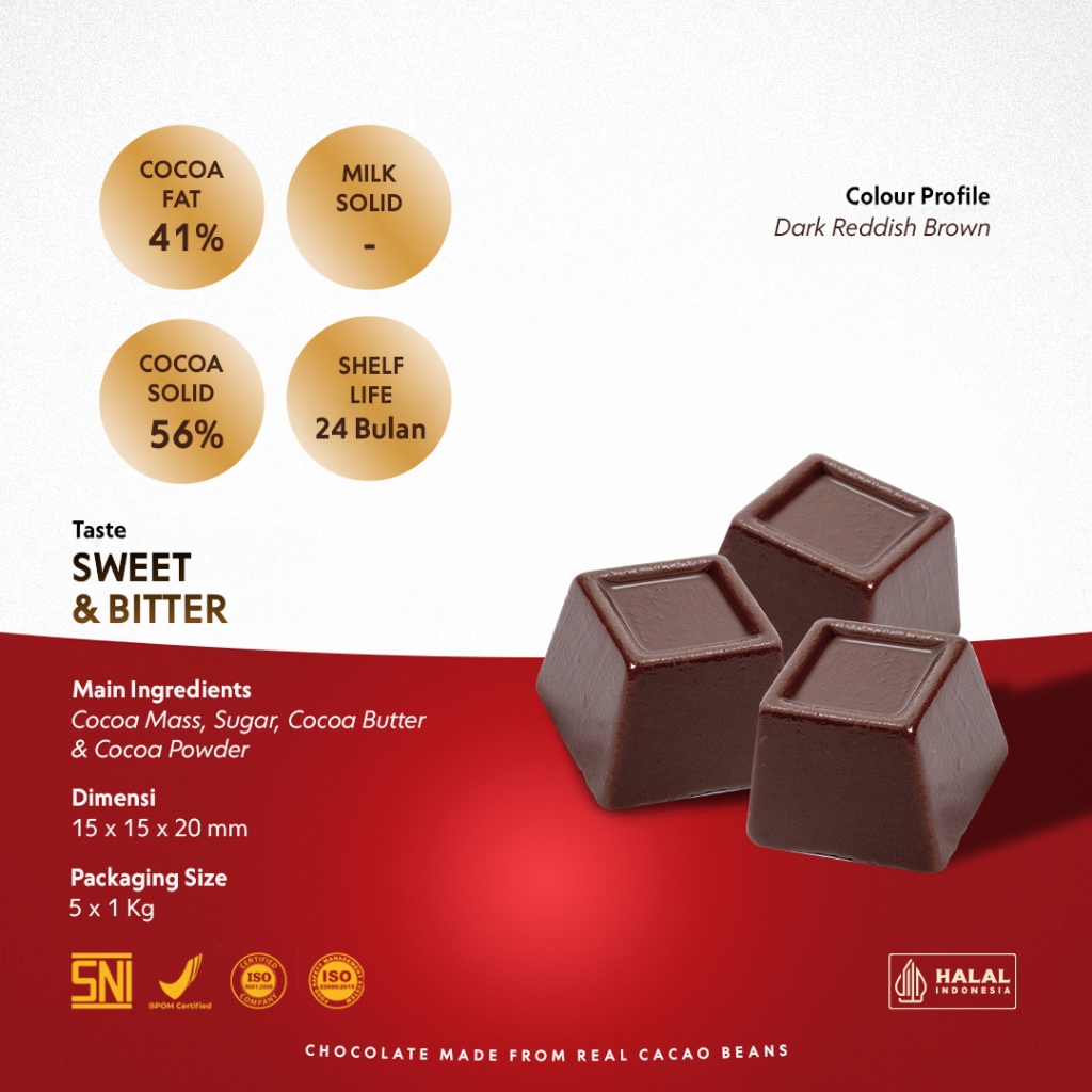 Wahana Interfood Nusantara Schoko Dark Chocolate Couverture Cube 56% 1 kg