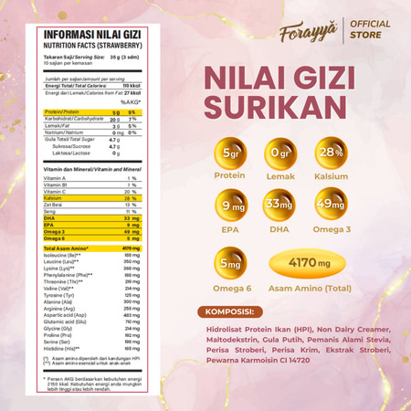 Forayya Surikan Strawberry Bebas Laktosa