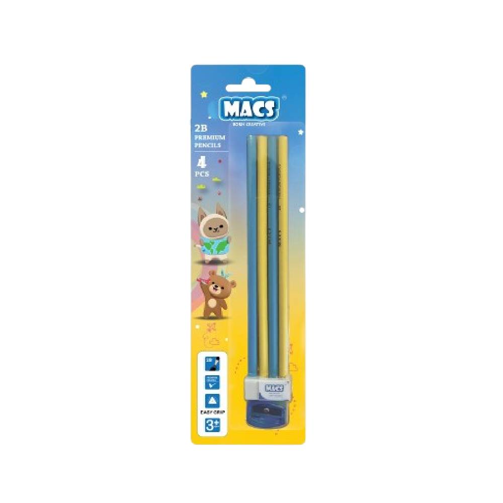 MACS 2B Triangle Premium Pencils 4 Pcs 4CT