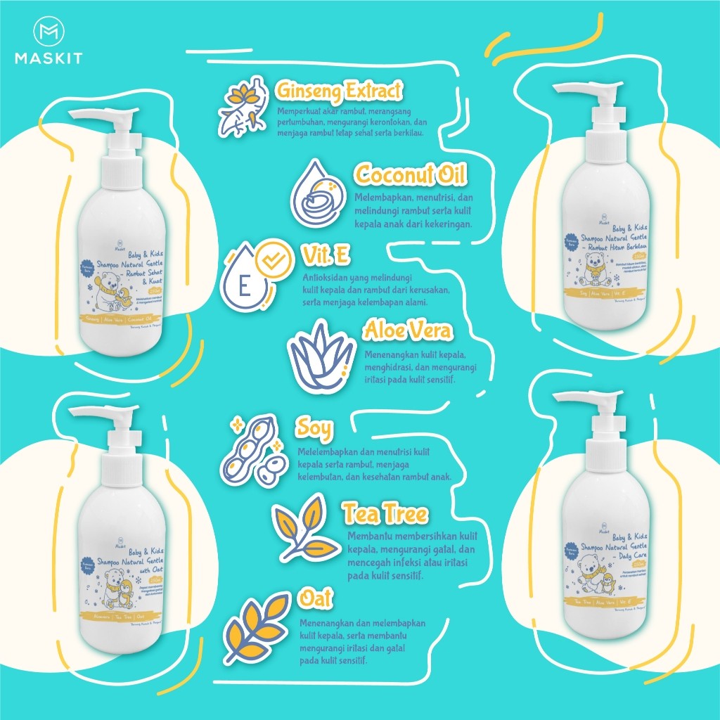 Sainsgo Karya Indonesia Maskit Baby & Kids Shampoo Natural Gentle with Oat 