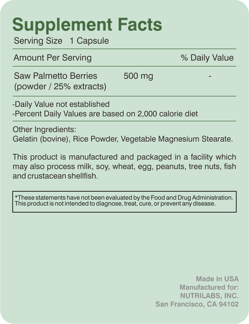 Nutrilabs  Saw Palmetto 500 mg