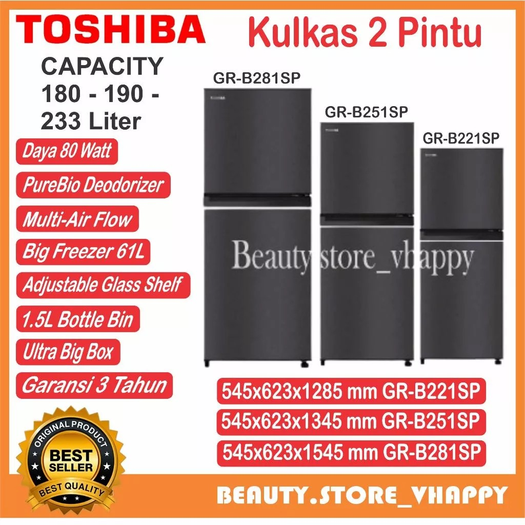 Toshiba Lifestyle Indonesia Toshiba Kulkas 2 Pintu  GR-B22ISP
