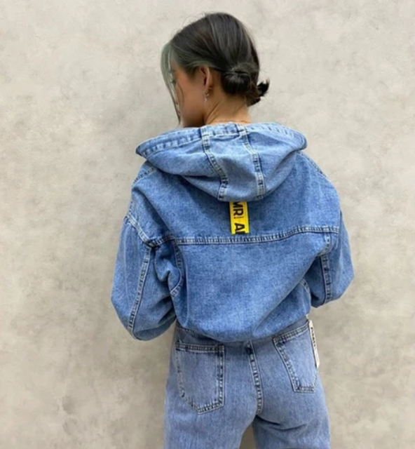 AMR JINISO Fuji Bomber Jaket Crop Oversize Blue Acid 610