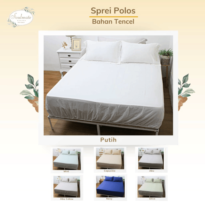 Soulmate Bedsheet Sprei Sutra Organik Polos 4