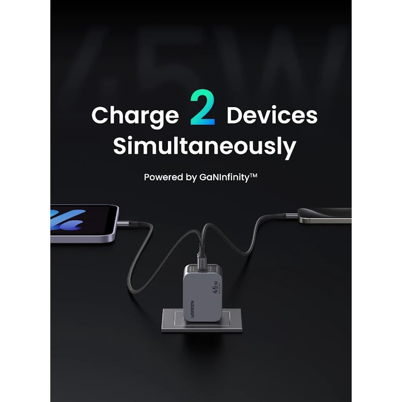 UGREEN Nexode Pro Dual USB-C GaN Fast Charger 45W 3