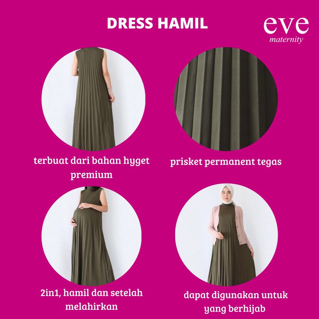 Eve Maternity Eve Baju Hamil Pesta Dress Plisket FDD030