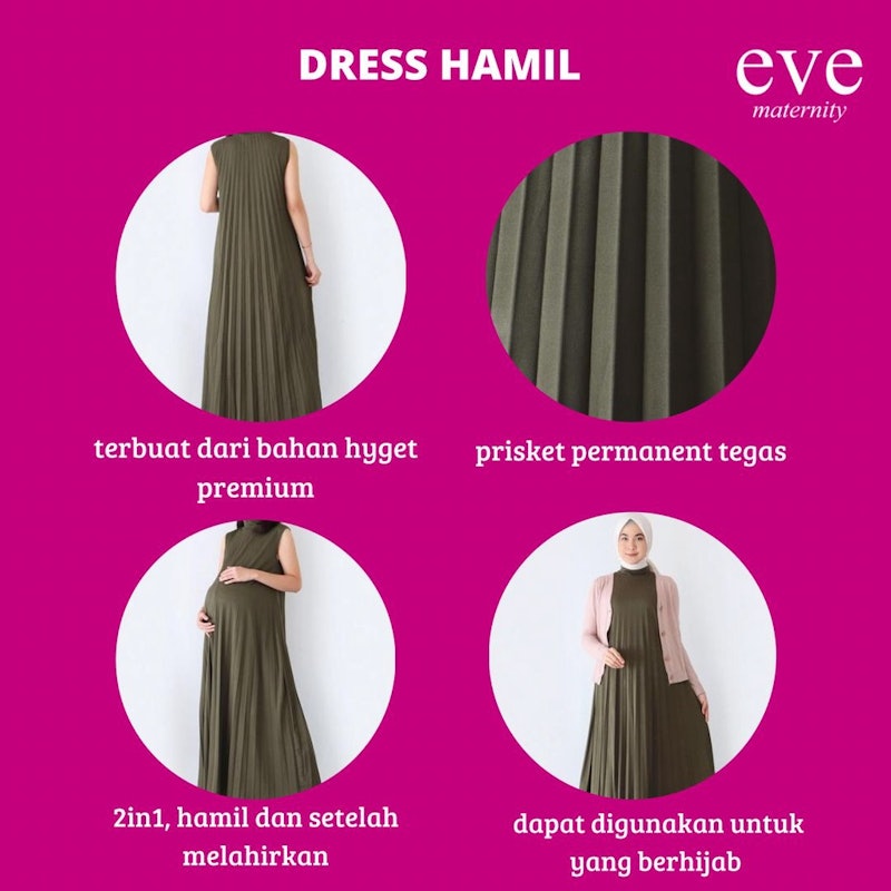 Eve Baju Hamil Pesta Dress Plisket 3